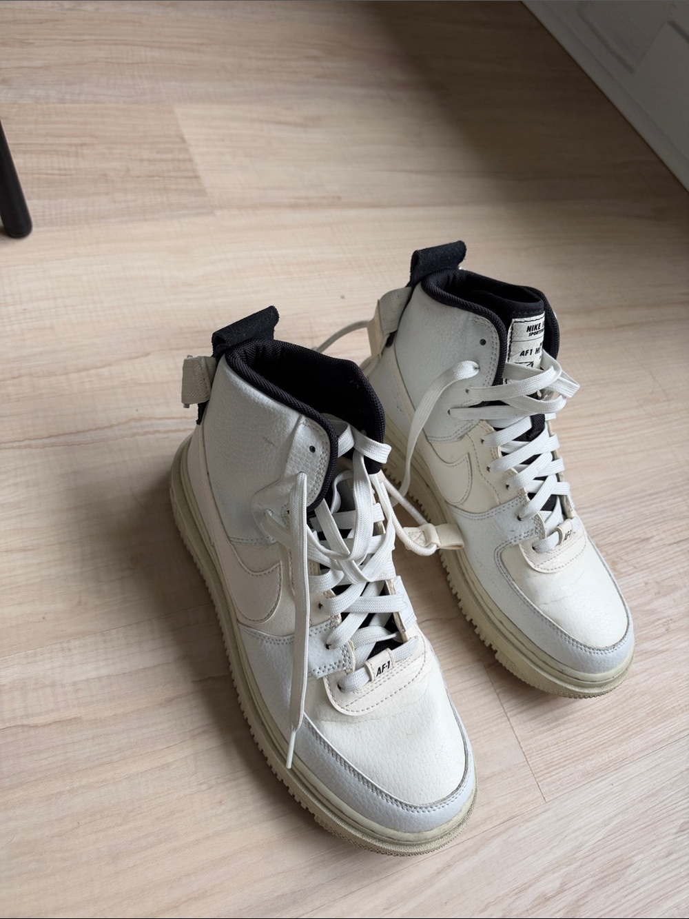 Nike Women's Off-White High-Top Sneakers with Black Collar